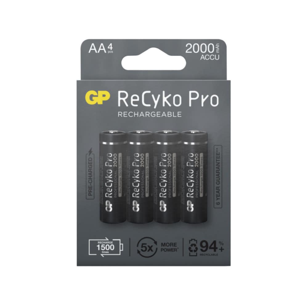 GP ReCyko Professional AA-batteri NiMH 2000mAh 4-pak