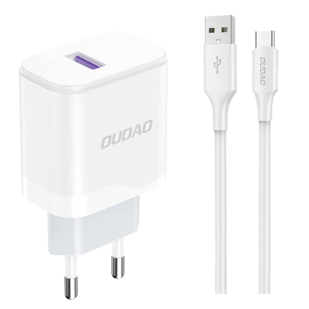 Vægoplader 18W USB med USB-C-kabel - Hvid