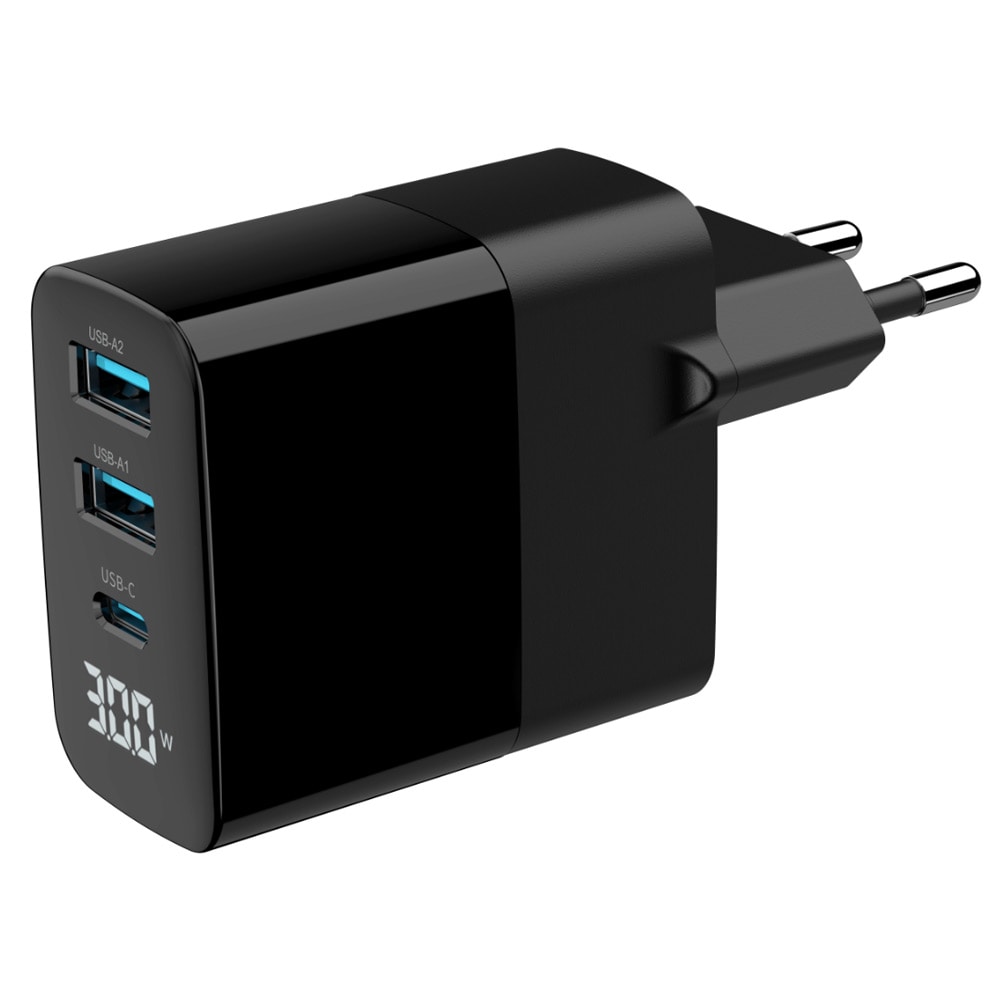 GaN USB-oplader 30W med 2xUSB og 1xUSB-C