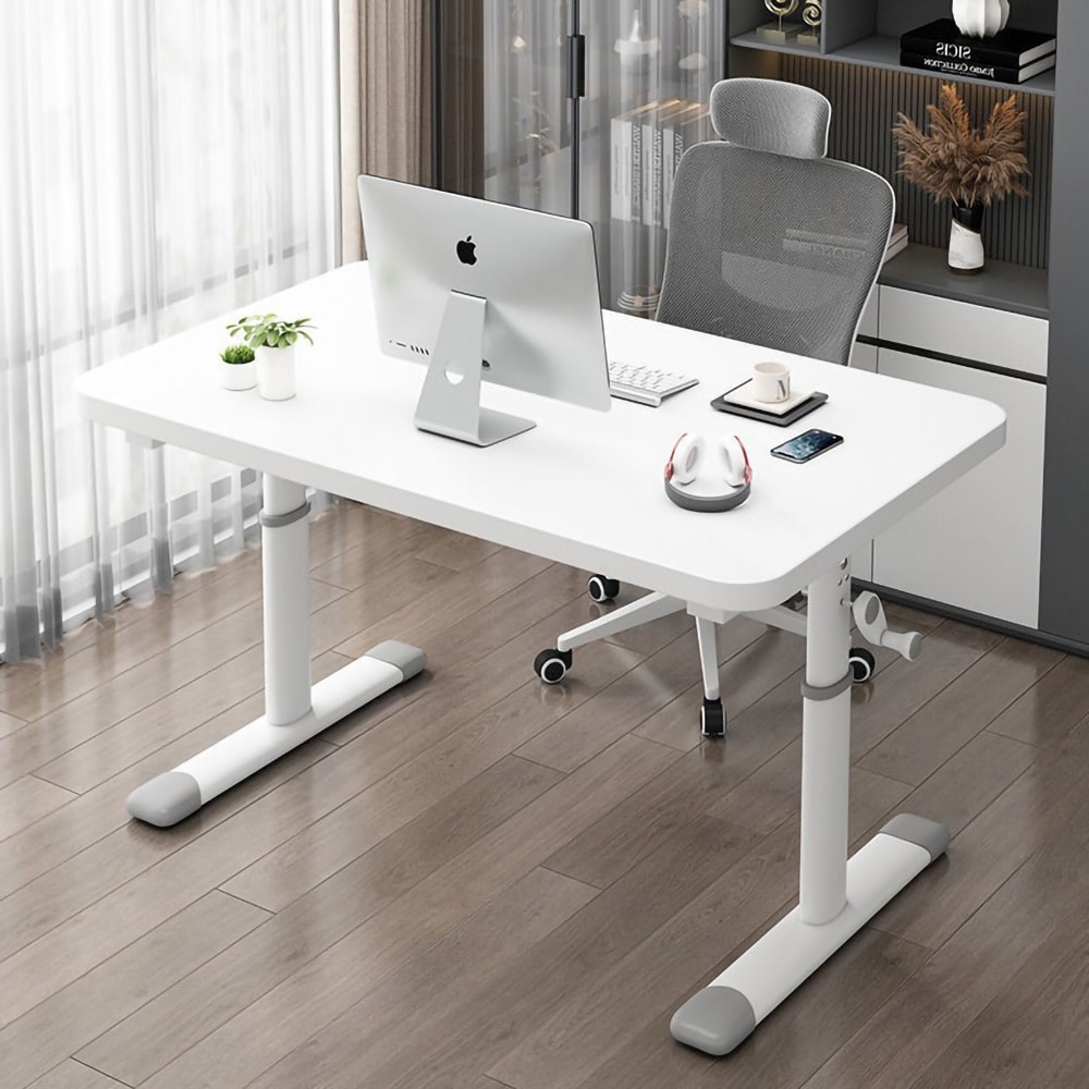 Hvidt højdejusterbart skrivebord 100 cm