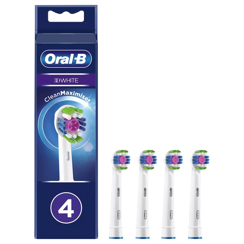 Oral-B 3D White tandbørstehoveder med poleringskop og CleanMaximiser-teknologi EB18-4