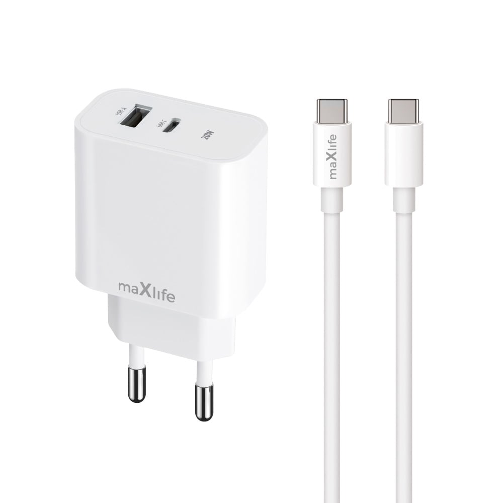 USB-oplader 20W med USB og USB-C + USB-C-kabel