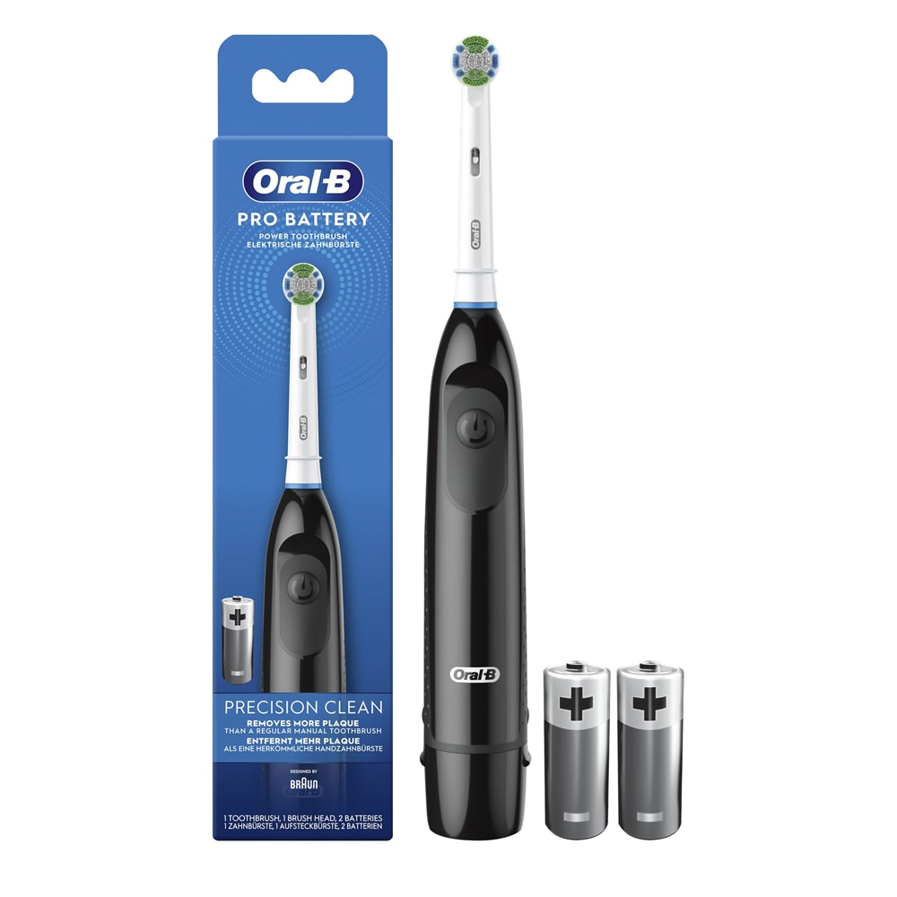 Oral-B batteritandbørste med Precision Clean-børstehoved - sort