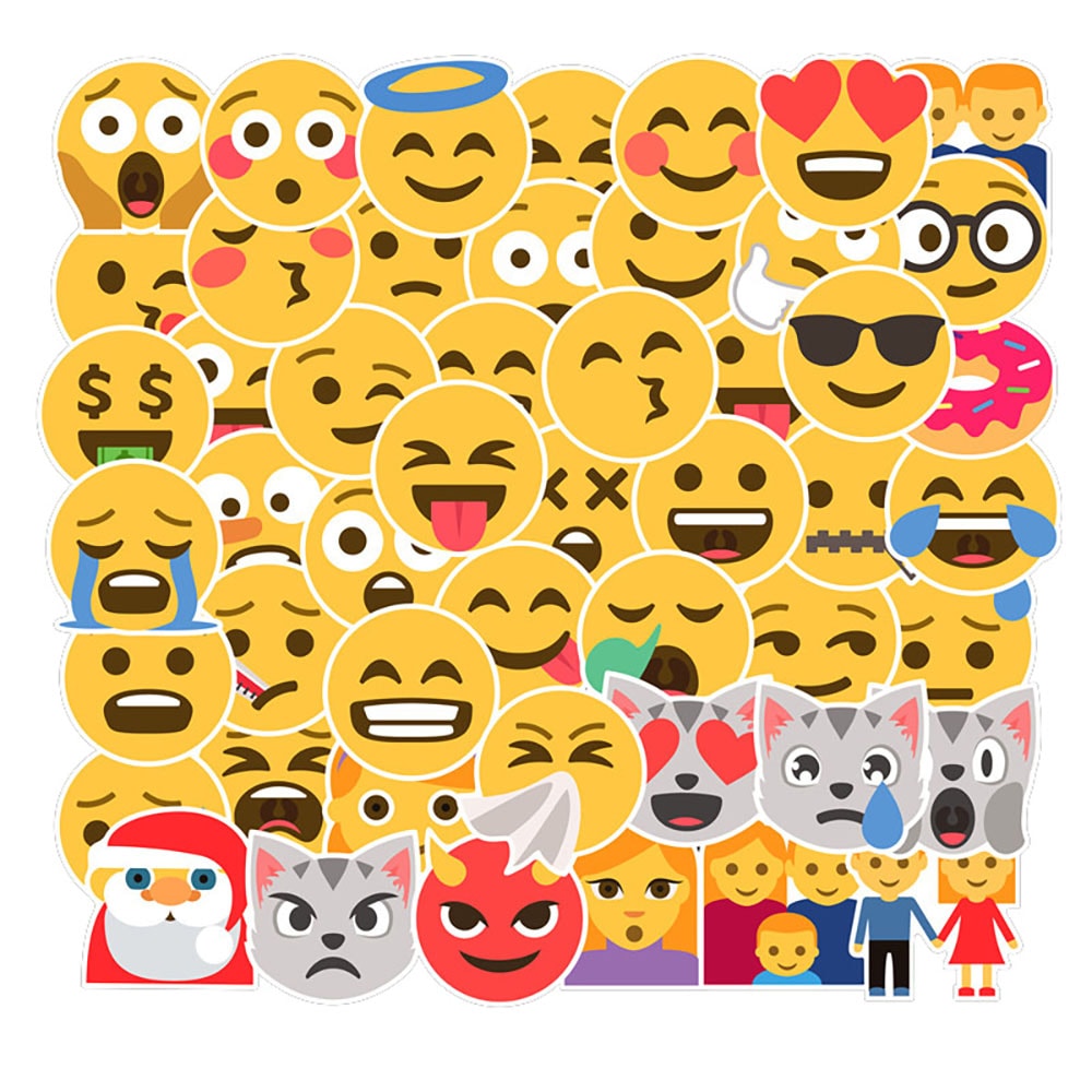 50 klistermærker med emoji-tema til udtryksfuld dekoration