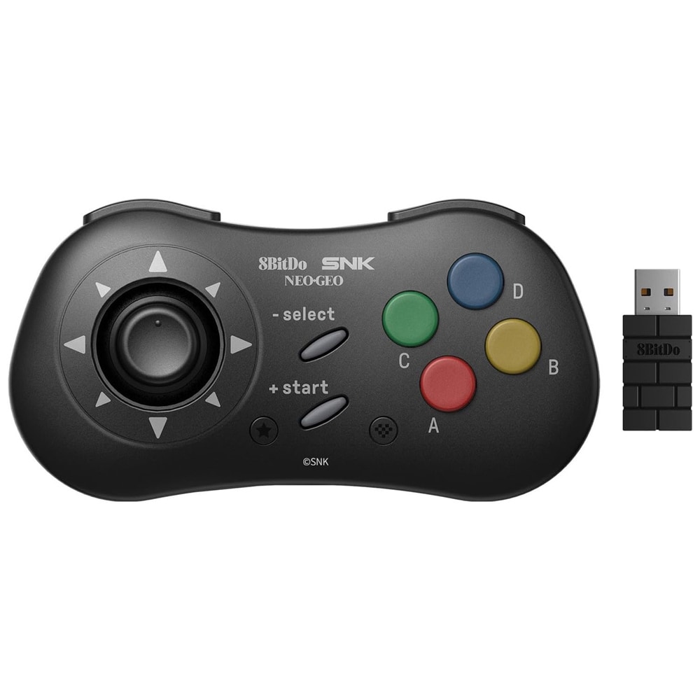 8BitDo NEOGEO Wireless Game Controller - sort med Bluetooth og 2,4G-forbindelse