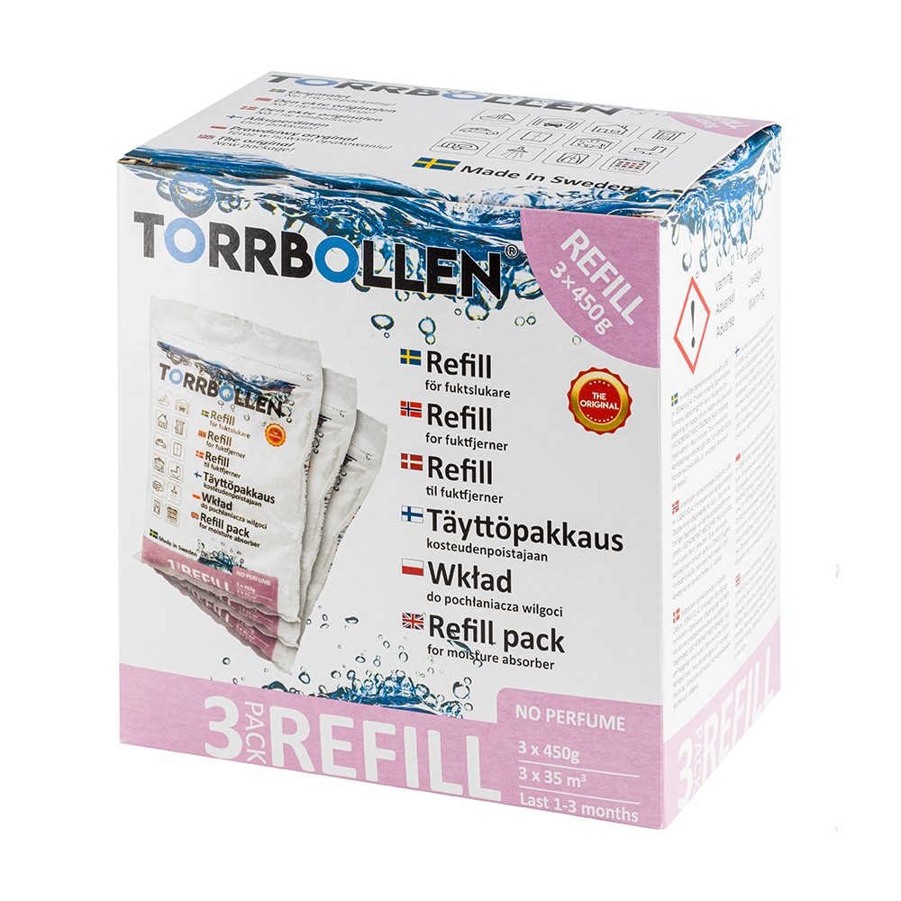 Torrbollen refill-poser 3-pak til fugtabsorbenter