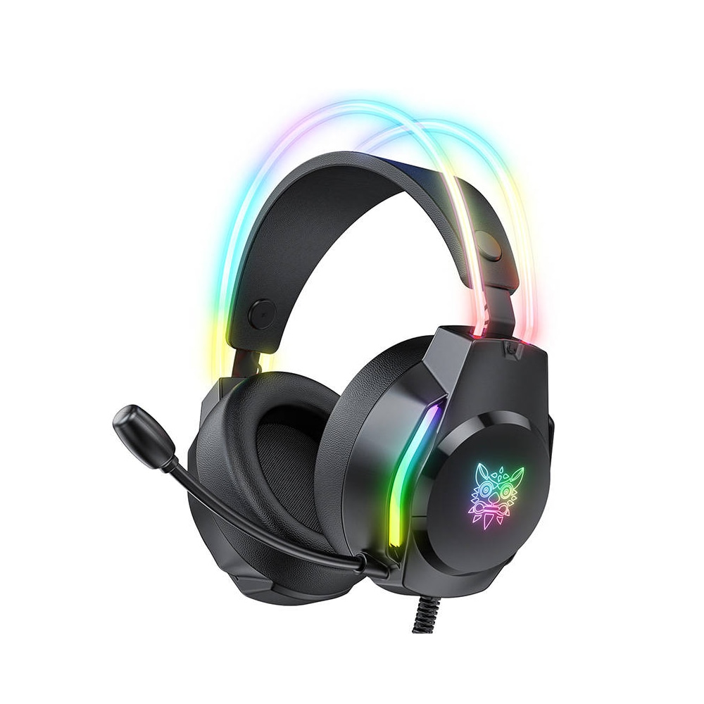 Onikuma X26 Gaming Headset med LED og støjreducerende mikrofon - Sort