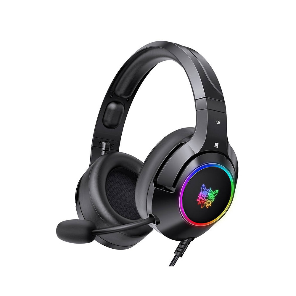 Onikuma gaming headset RGB med 3,5 mm tilslutning og støjreducerende mikrofon - Sort