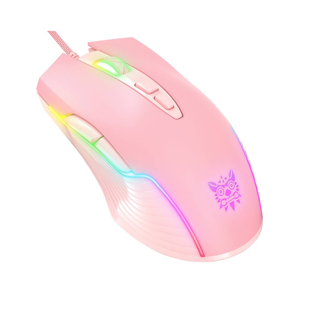 Onikuma CW905 gamingmus med 6 DPI-niveauer og RGB-belysning - pink