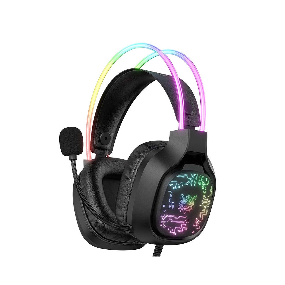 Onikuma X22 gaming-headset med 50 mm drivere og RGB-belysning - Sort