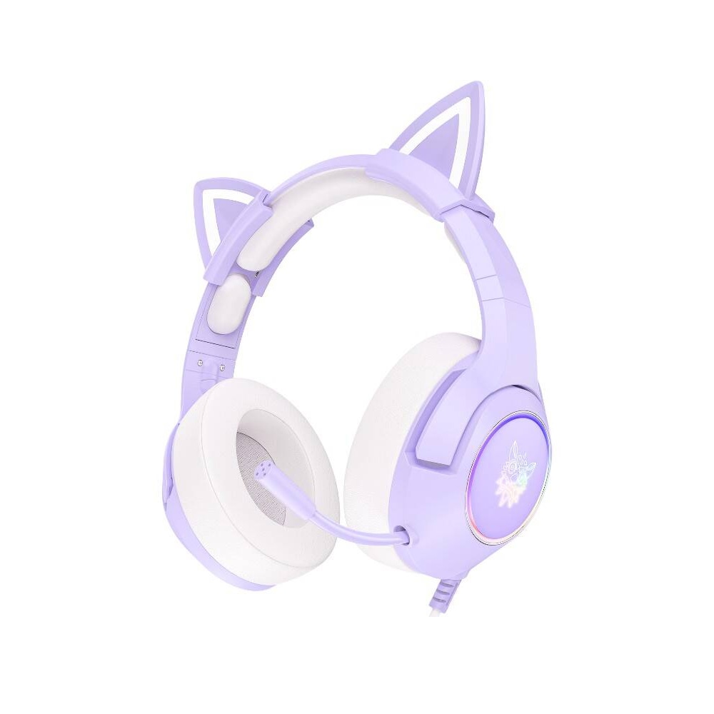 Onikuma K9 Gaming Headset med katteører og RGB-belysning - Lilla