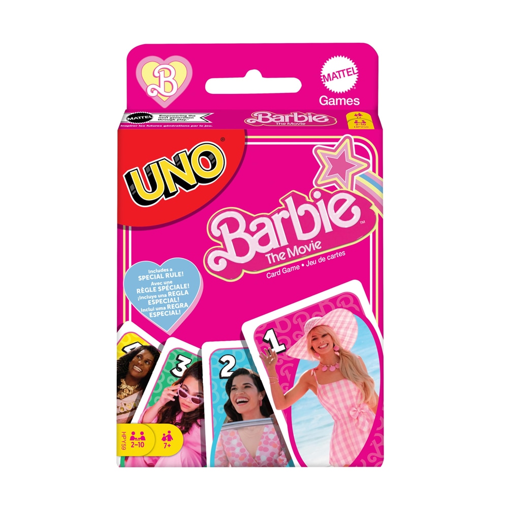 Uno med Barbie the Movie-inspirerede motiver