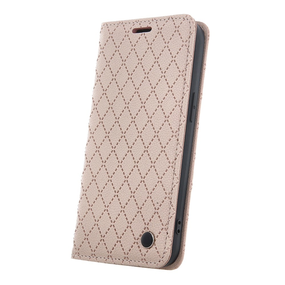 Stilfuldt etui til iPhone 16 Plus med kortholder og foldbart stativ - Beige