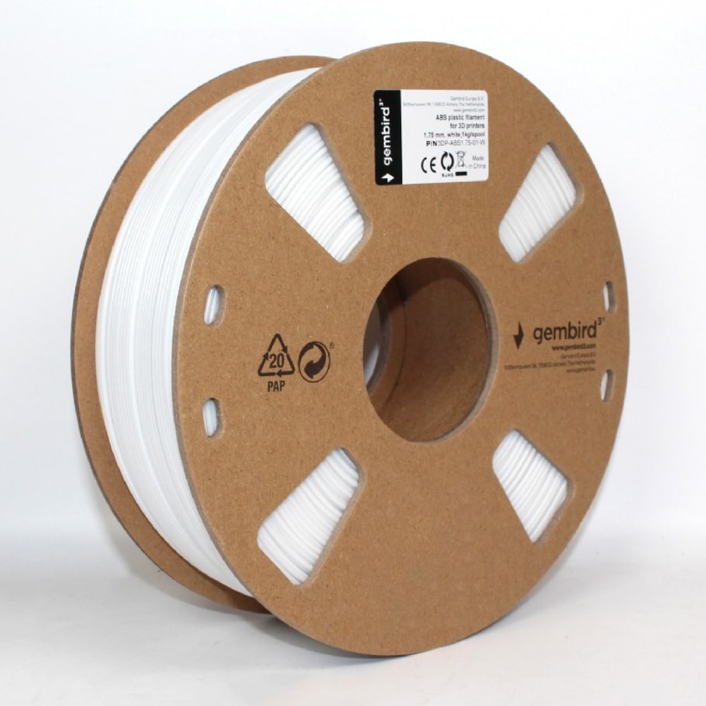 ABS-filament til 3D-printere 1,75 mm 1 kg - hvid