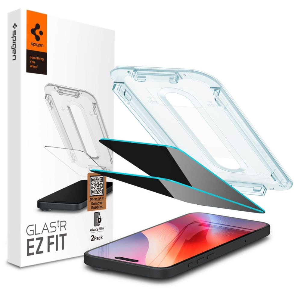 Spigen Glas.Tr Ez Fit Privacy-skærmbeskytter til iPhone 16 Pro 2-pak