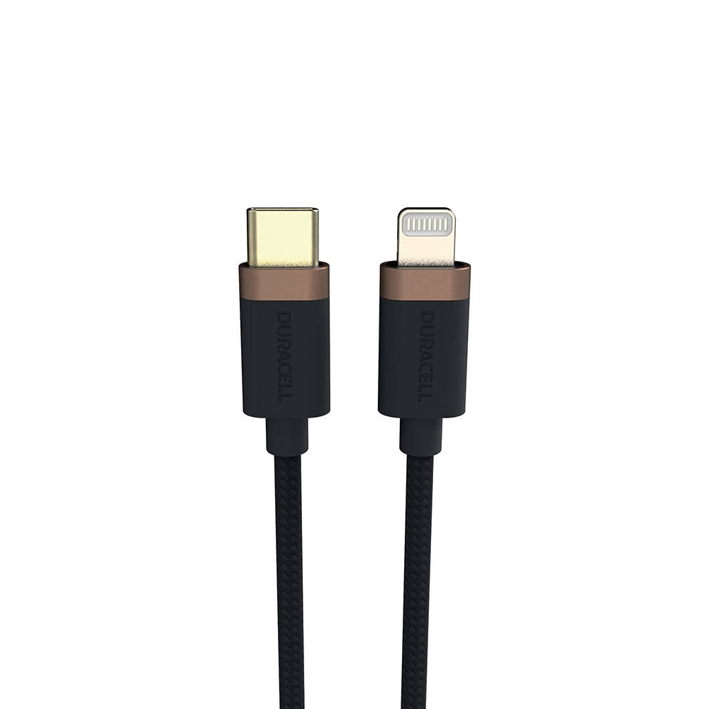 Duracell USB-C til Lightning-kabel 1 m med hurtig opladning og dataoverførsel - Sort