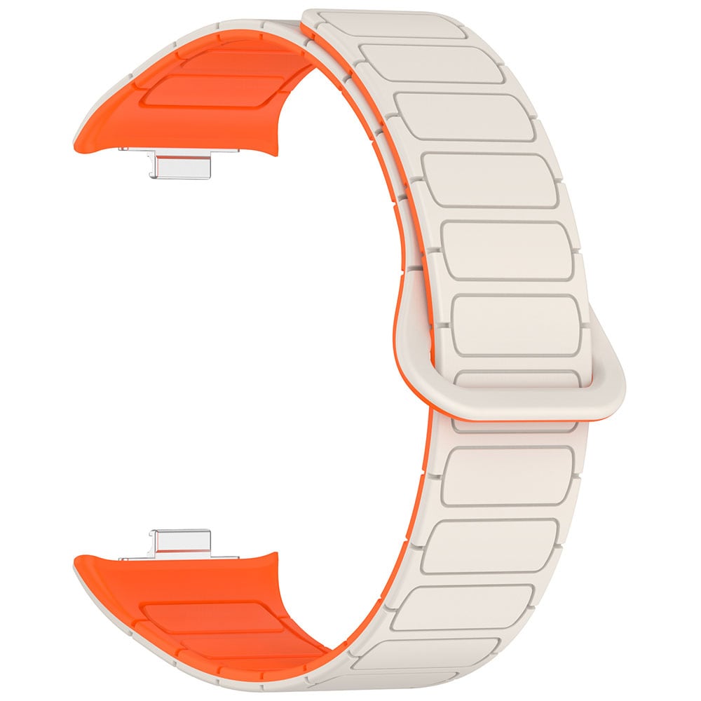 Silikonearmbånd med magnet til Xiamoi Redmi Watch 4 / Watch Band 8 Pro / 9 Pro - Starlight/Orange