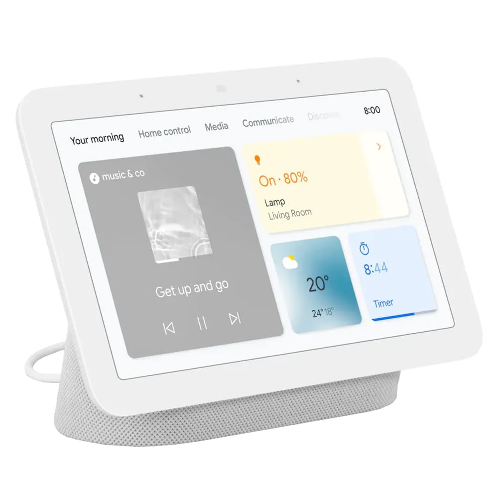 Google Nest Hub 2. generation med 7-tommers LCD-skærm og Google-assistent - kridt