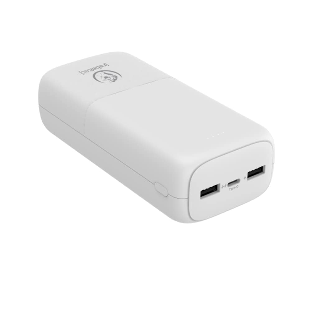 Rebeltec powerbank 10W med 30000mAh og smart opladningskontrol - Hvid