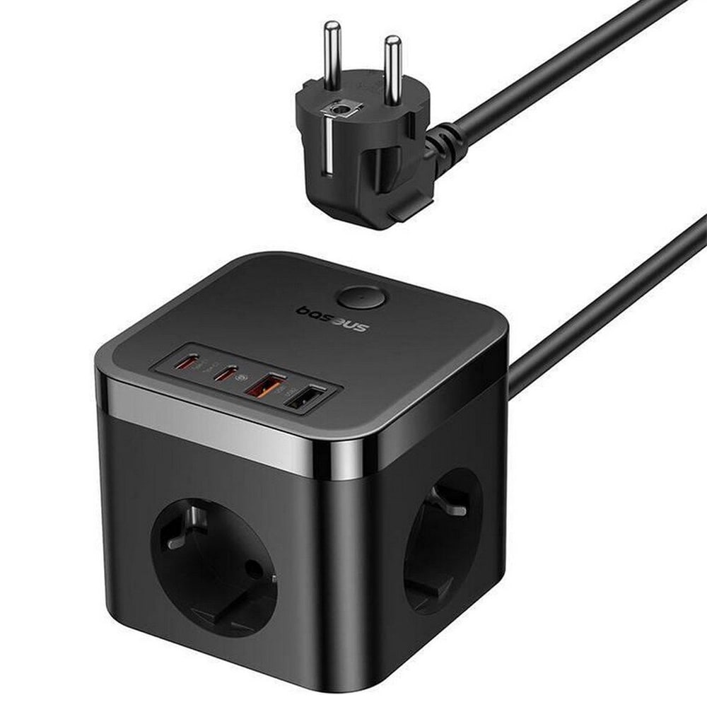 Baseus PowerCombo Cube med 2xUSB 2xUSB-C og 3 strømstik