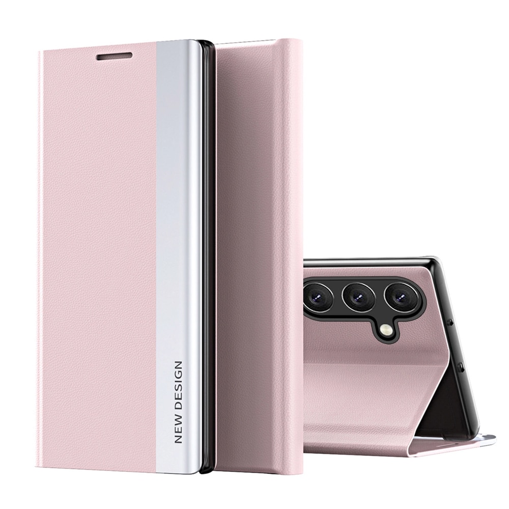 Flip-etui med stativ og sleep-funktion til Samsung Galaxy S25+ - Pink