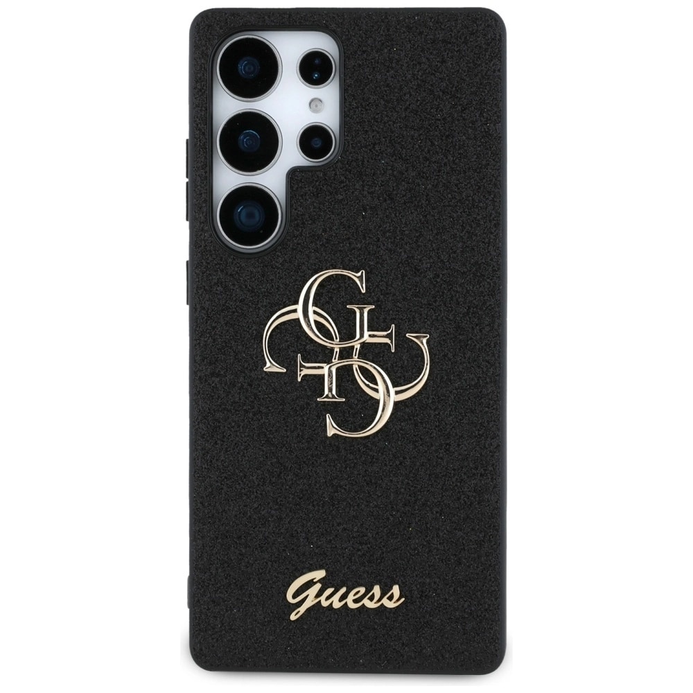 Guess Fast glitterbagside til Samsung Galaxy S25 Ultra med metallisk 4G-logo - Svart