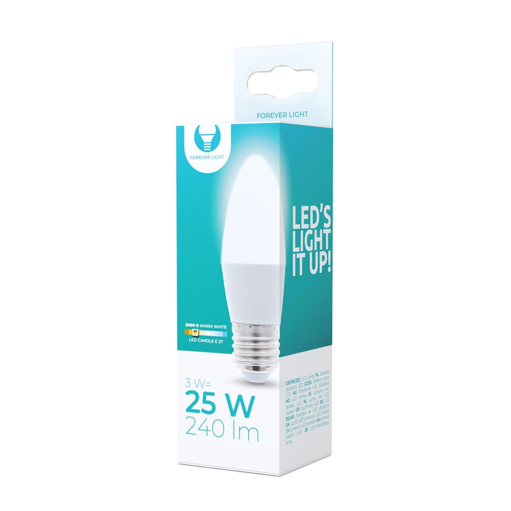 LED-pære E27 C37 3W 230V 3000K 240 lm